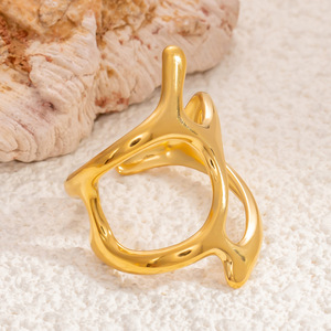 Geometric Irregular <b>Open</b> <b>Rings</b> For Women Stainless Steel Colorfast European Style Fashion Jewelry Gift - Product Image 3