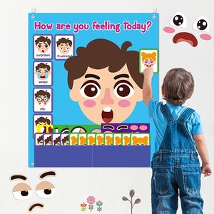 Ensemble de cartes émotionnelles en feutre de coton moderne pour l'apprentissage des expressions faciales et des émotions, à suspendre <span class=keywords><strong>au</strong></span> <span class=keywords><strong>mur</strong></span> - Product Image 2