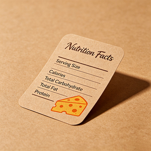 Etichette Nutrizionali <span class=keywords><strong>per</strong></span> Formaggio Haoxuan, Adesivi in Carta Kraft Arancione e Gialla con Illustrazione di Formaggio, <span class=keywords><strong>Tipografia</strong></span> Scritta a Mano, Goffratura e UV Selettivo - Product Image 6