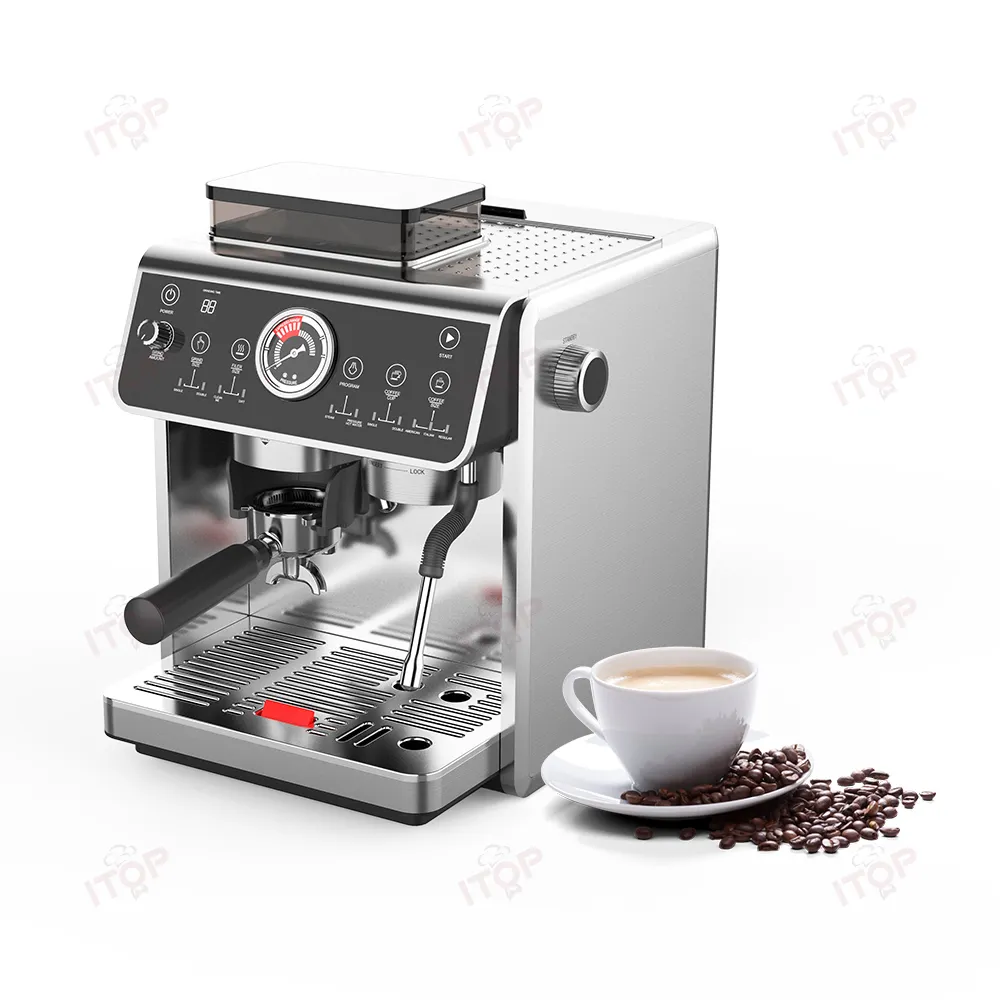 Filter 19bar Ulka pompa kacang ke cangkir, mesin kopi Espresso dengan penggiling untuk rumah dan kantor