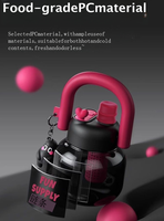 Bouteille d'eau en plastique mignonne de 800 ml avec échelle de mesure, sans BPA, gourde de sport portable pour hommes, femmes et étudiants, à boire directement