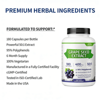 Fabricant direct d'extrait de pépins de raisin en capsules, formule personnalisée OEM, supplément à base d'extraits végétaux, certifié casher et halal