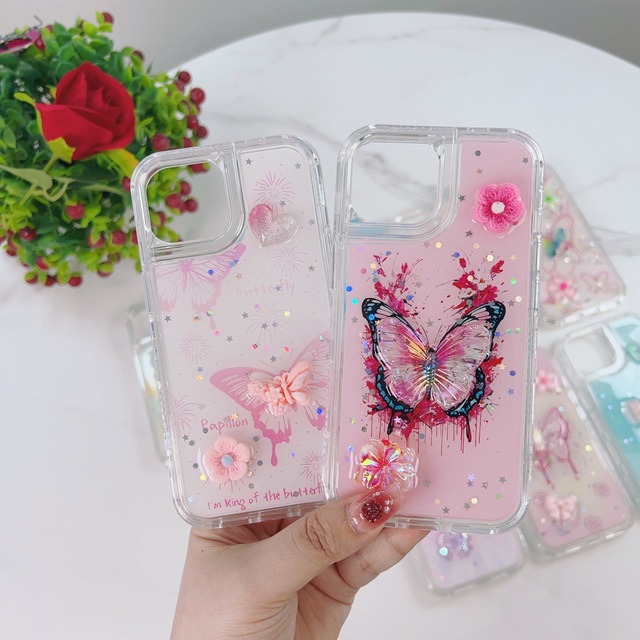 Luxury Designer Glitter Butterfly Phone Back Cover 360 Carcasa Para Celular for Tecno Camon 30 Pro/Spark 30 20 Pro/Camon 30S