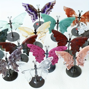 Vente en gros d'artisanat en cristal naturel <span class=keywords><strong>de</strong></span> haute qualité, ailes <span class=keywords><strong>de</strong></span> papillon en œil <span class=keywords><strong>de</strong></span> <span class=keywords><strong>tigre</strong></span> faites à la main, ailes en cristal pour la décoration, Cuican Fashion - Product Image 1