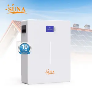 苏纳家用电源墙48v 5kw 100ah 10kwh磷酸铁锂锂离子电池，用于不间断电源太阳能存储系统