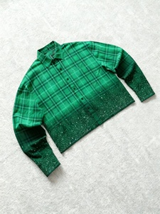 <span class=keywords><strong>Camicia</strong></span> a maniche lunghe personalizzata OEM <span class=keywords><strong>camicia</strong></span> a quadri in cotone con strass stampa di <span class=keywords><strong>lino</strong></span> per gli uomini - Product Image 2