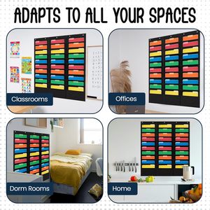 Organizador de Pared con 30 Bolsillos para Archivos, 42 x 47 Pulgadas, Negro, para Oficina o Escuela - Product Image 4