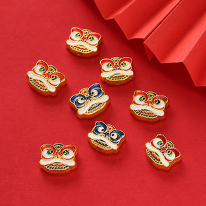 Cuentas de aleación chapadas en oro con diseño de Danza del León Chino Tradicional, pequeños accesorios de joyería DIY para pulseras trenzadas y cadenas para teléfonos - Product Image 1