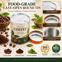 Boîtes en métal recyclables en fer blanc 500g 250g pour le stockage d'aliments, de bonbons et de cosmétiques - Thé, café, matcha, poudre de protéines - Rondes