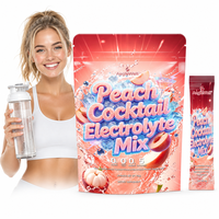OEM AegleWell Mélange d'électrolytes saveur pêche sans alcool, 30 sachets individuels, poudre d'hydratation avec vitamines C, B6, B12
