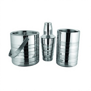 Refroidisseur à vin et shaker à cocktail en métal à double paroi Kit de bar pour le barman Cadeau parfait - Product Image 1
