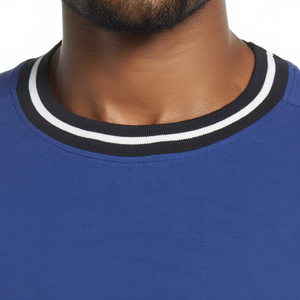 Camiseta azul de cuello redondo para hombre, Camiseta clásica urbana Kicker Tea, camiseta sólida de algodón puro con hombros caídos, camiseta de gran tamaño - Product Image 1