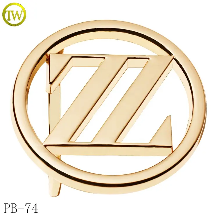 Hardware per cintura di alta qualità marca fibbia in oro in lega di zinco con logo cavo clip di regolazione fibbia occidentale per artigianato in pelle