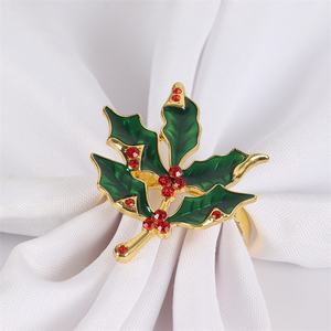 ที่ใส่ผ้าเช็ดปากทำจากไม้หรูหราทันสมัยลายใบไม้สีทองคริสตัลวินเทจสำหรับการตกแต่งโต๊ะในงานแต่งงานวันหยุด - Product Image 5