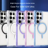 Étui de téléphone de luxe transparent anti-jaunissement en TPU+PC avec cadre métallique magnétique anti-chute et antichoc pour Galaxy S24 S25 S26 Ultra