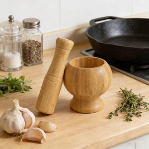 <span class=keywords><strong>Mortero</strong></span> y Pilón de Bambú al por Mayor de Fábrica, Tamaño Personalizado - Ideal para Moler Ajo, Romero y Pimienta (Venta al por Mayor B2B) - Product Image 2