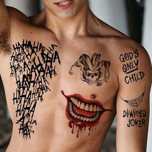 COKTAK 6 Feuilles Acrylique Joker Temporaire 3D Tatouages Autocollant-Noir Amovible pour Hommes/Femmes Halloween Cosplay Costume - Product Image 4