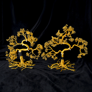Hand Made Natural Healing DIY Folk Crafts Golden Plated Copper Wrapped Money <b>Tree</b> for Fengshui - Product Image 3