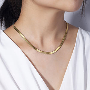 Ensemble de colliers pour femmes, bijoux fins, argent sterling 925, plaqué or 18 carats, chaîne cubaine, chaîne en corde, chaîne en os de poisson, collier ras du cou personnalisé - Product Image 5