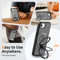 Coque de protection noire pour iPhone 17e avec support magnétique antichoc, sensation peau, protection précise des objectifs, personnalisable, vente en gros