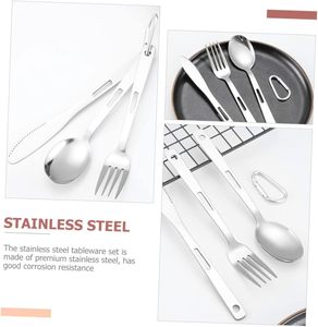ชุดช้อนส้อมมีดสแตนเลสพกพา 3 ชิ้น สำหรับการเดินทาง ปิกนิก และแคมป์ปิ้ง - Product Image 4
