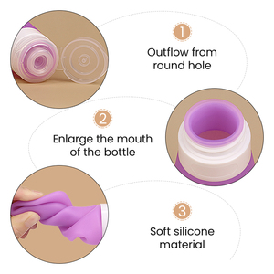 Contenants cosmétiques de lavage de corps en silicone réutilisables portables 3oz 60/90ml bouteilles de voyage rechargeables en silicone étanches approuvées par la TSA - Product Image 4