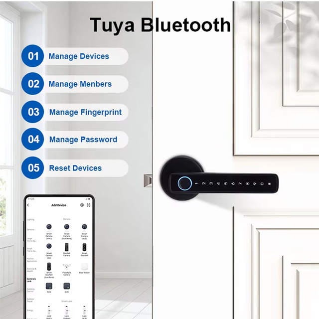 KROVI BZ01 2026 Tuya Smart Glass Door Lock for Wood Unlock Fingerprint Intelligent Key Compatible Factory Wholesale Cloud