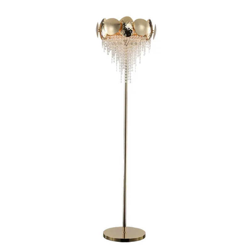 Lampe de luxe moderne et élégante en cristal tout cuivre pour la décoration de Villa d'hôtel lampadaire