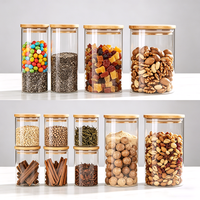 Bocaux de rangement en verre pour cuisine, pots hermétiques en verre pour organisation du garde-manger, contenants alimentaires en verre avec couvercles en bambou