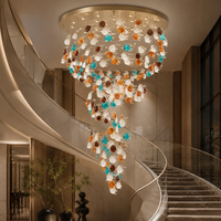 Lustre suspendu en verre multicolore artistique personnalisé pour hall d'hôtel, villa, escalier, prix d'usine en gros