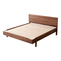 Lit double moderne en bois massif de noyer noir, style nordique minimaliste japonais, avec tête de lit, pour chambre principale, grand, durable et écologique