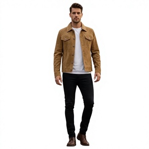 Men's Goat Casual <b>Suede</b> Vintage Winter <b>Jacket</b> with Pockets Wholesale OEM Service Windproof Fashion Outerwear - Product Image 1