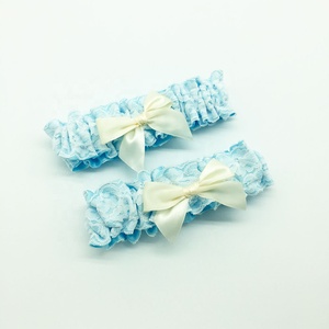 Ensemble de <span class=keywords><strong>jarretière</strong></span> de mariage en ruban de satin bleu royal et <span class=keywords><strong>ivoire</strong></span> pour femme accessoire de ceinture élégant - Product Image 4