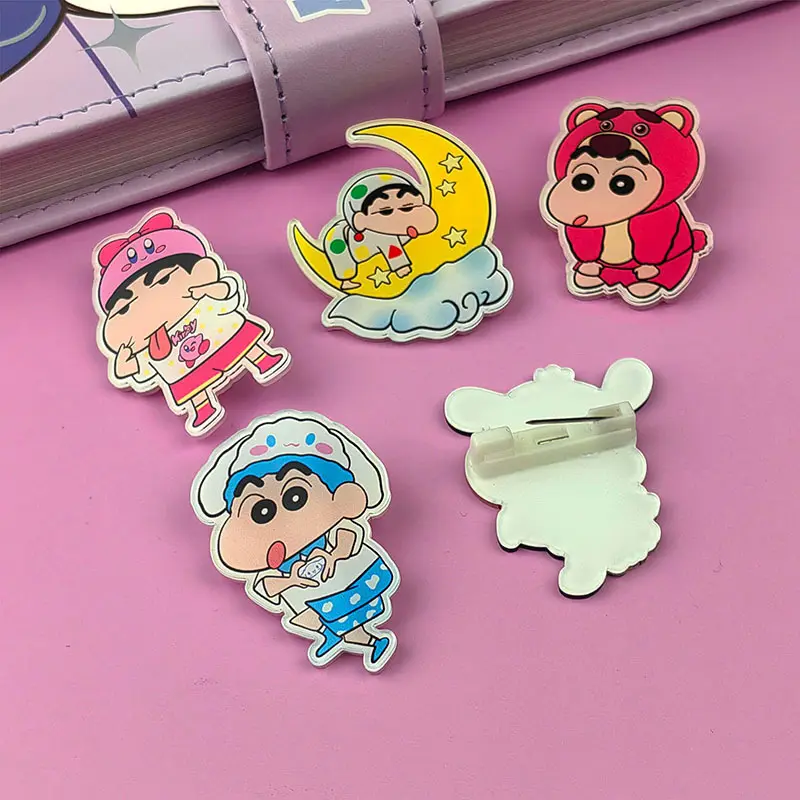 Good price custom eco-friendly clear epoxy acrylic pin acrylic anime badge charms