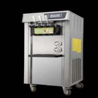 Nouvelle machine à glace molle automatique commerciale à 3 saveurs, haute productivité, mini-machine de comptoir pour boulangerie et café