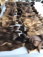 Vente en gros, stock important, nouvelle arrivée, cheveux européens bruts naturels bruns et blonds, très doux et fins, en vrac