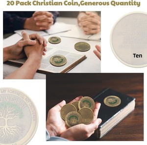 Siifert 20 Pezzi Monete con Design Croce Albero di Cristo, Gettoni 'Il Signore è la mia roccia', Divertenti Regali Cristiani, Gettoni Tascabili per la Preghiera - Product Image 5