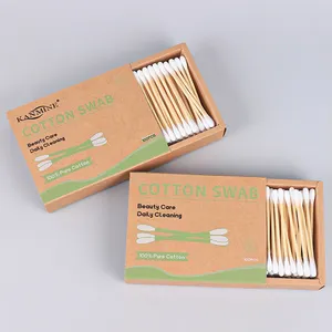 Wholesale Bamboo Cotton Swabs Cotton Swab With Strong Bamboo Sticks Biodegradable Organic Cotton Tip Applicators For Cleaning