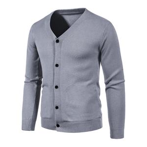 ODM ODM Autumn Winter Collection Plus Size <b>Men's</b> Casual V-Neck Wool <b>Cardigan</b> <b>Sweater</b> Solid Color Slim Coat Embroidered Buttons - Product Image 1