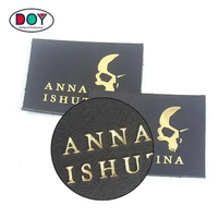 Patches de veste en cuir véritable noir personnalisés avec logo de marque imprimé en aluminium