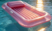 Flotteur de piscine gonflable rose épaissi, grand radeau flottant pour la détente dans la piscine et l'utilisation à la plage