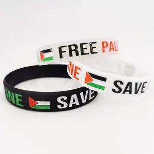 Großhandelspreis Dekoration kostenloses Design Palästina-Flagge-Armband Armband individuelles Logo Silikon-Gummi-Armband