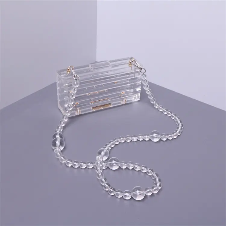 Bolso de mano acrílico transparente para mujer, bolsa de noche, para fiesta de boda, con cadena, para hombro