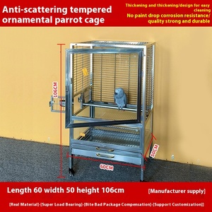 Lồng chim bằng thép không gỉ 304 tùy chỉnh, chống lông rụng, màu hồng xám, cỡ trung bình lớn, dành cho vẹt, kiểu dáng chắc chắn, đóng mở bằng nút, hàng thật - Product Image 6