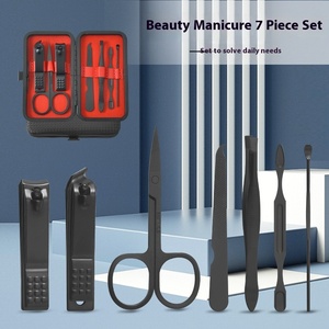 Juego <span class=keywords><strong>de</strong></span> <span class=keywords><strong>manicura</strong></span> <span class=keywords><strong>y</strong></span> <span class=keywords><strong>pedicura</strong></span> <span class=keywords><strong>de</strong></span> acero inoxidable negro <span class=keywords><strong>de</strong></span> 7 piezas, tijeras <span class=keywords><strong>de</strong></span> uñas adecuadas para bebés para el cuidado <span class=keywords><strong>de</strong></span> los pies, herramientas <span class=keywords><strong>de</strong></span> belleza para <span class=keywords><strong>Amazon</strong></span> - Product Image 2