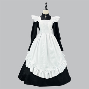 Black And White Maid Costume Lolita Style Long Dress For Cosplay Role Playing Drama Anime Games - Product Image 1