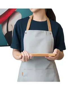 Neue Mode schwarz blau Denim Kittel Nagel Tech Schürze für Küche Café und Garten
