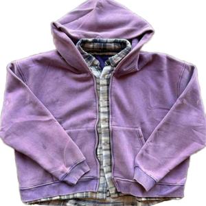 Sudadera con Capucha Vintage de Alta Calidad con Logotipo Personalizado, 100% Algodón, Felpa Francesa, Lavado Ácido, 360 g/m², Gruesa, con Parches a Cuadros - Product Image 2