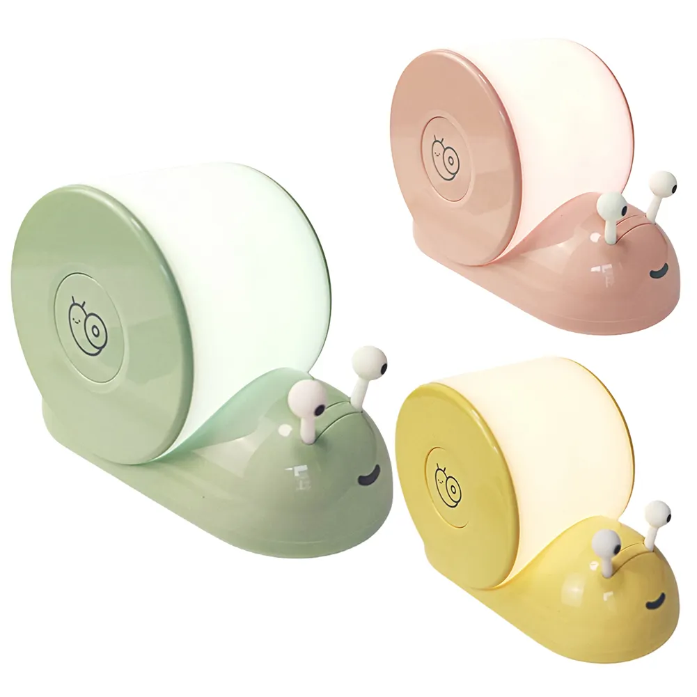 Bonita lámpara de noche de animales, luz de noche de caracol para niños con lámpara de mesa recargable magnética, decoración de oficina y hogar para cocina y dormitorio