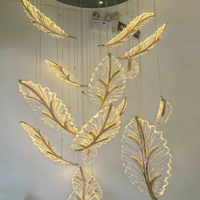 Lustre LED personnalisé en cristal doré, AC 220V, anti-éblouissement et protecteur des yeux, pour villa, escalier, salon double hauteur, mariage